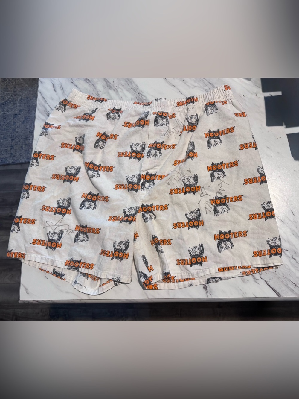 Hooters White Cotton Logo Allover Men's Boxer Shorts with Orange Accents